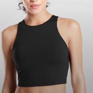 Athleta Black Conscious Crop Racerback Sports Bra Sz L